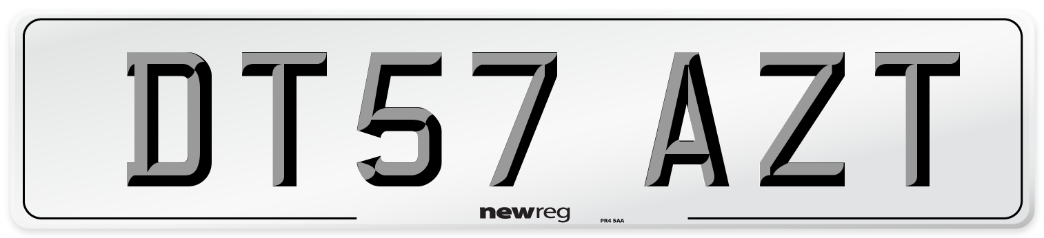 DT57 AZT Number Plate from New Reg